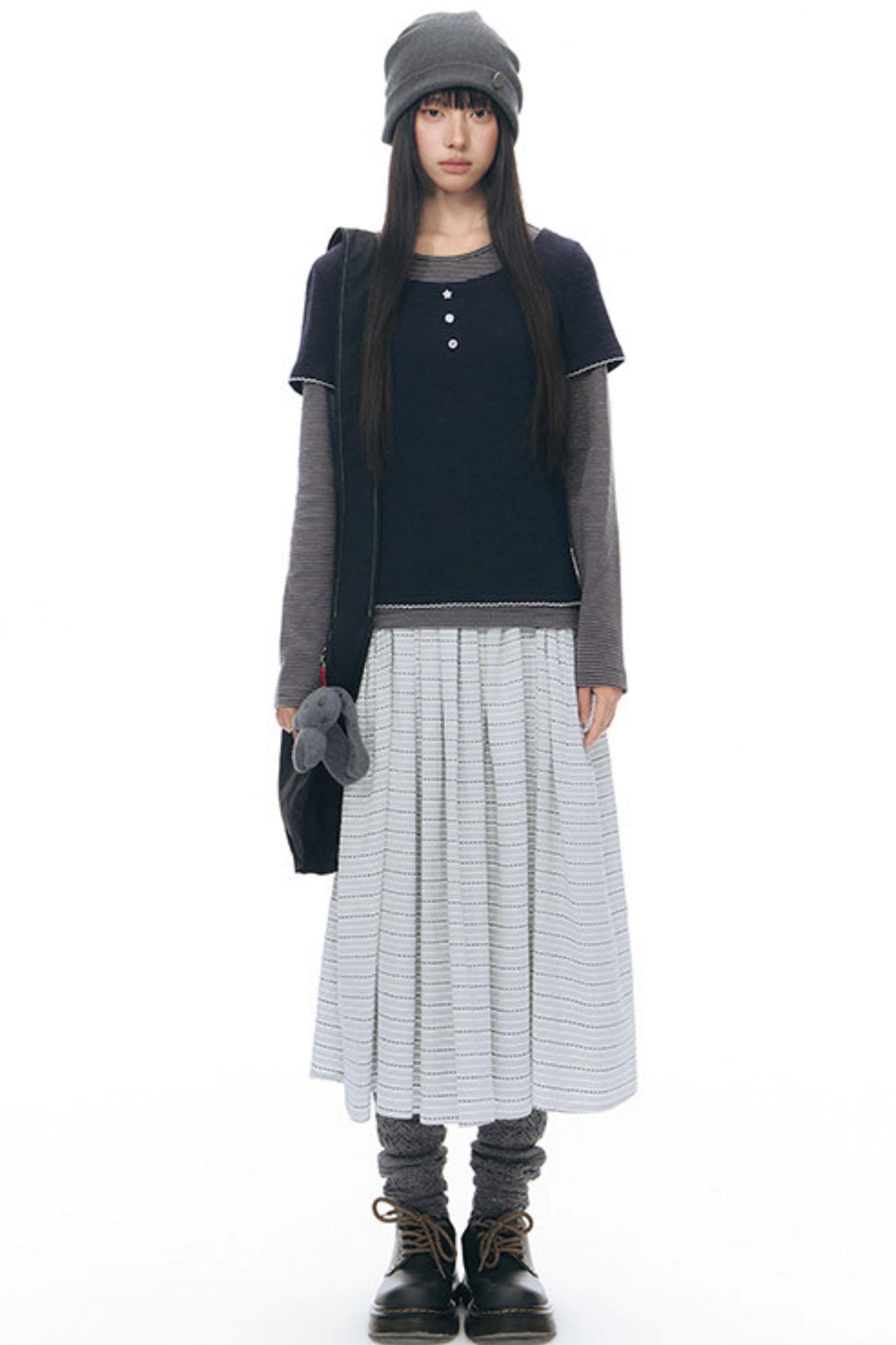 Retro Plaid Umbrella Skirt