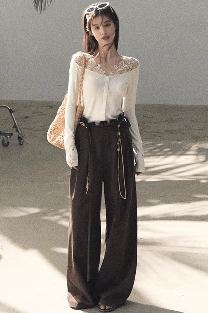 Two-Tone Irregular Lace Cardigan