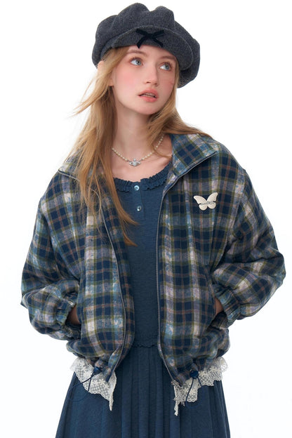 Retro Plaid Thickened Cotton Jacket