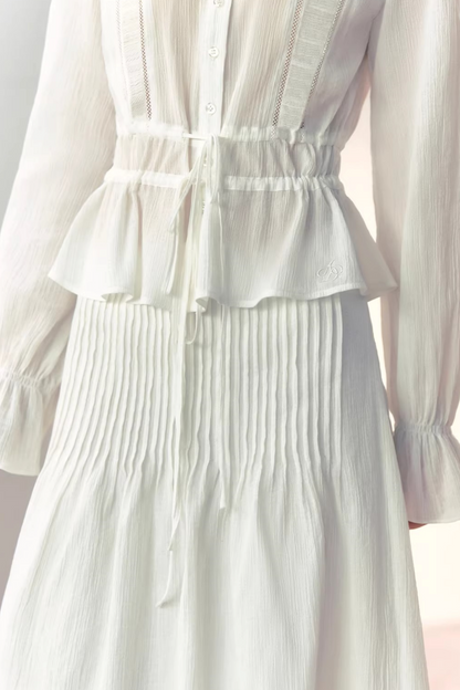 Completo Blusa in Cotone Pieghettato a Mano