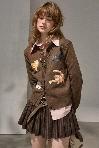 Sweet Kitten Knitted Cardigan