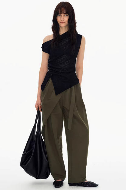 Deconstructed Knit One-Shoulder Vest