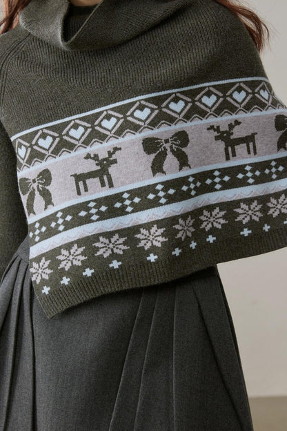 Vintage Jacquard Sweater Shawl Set-Up