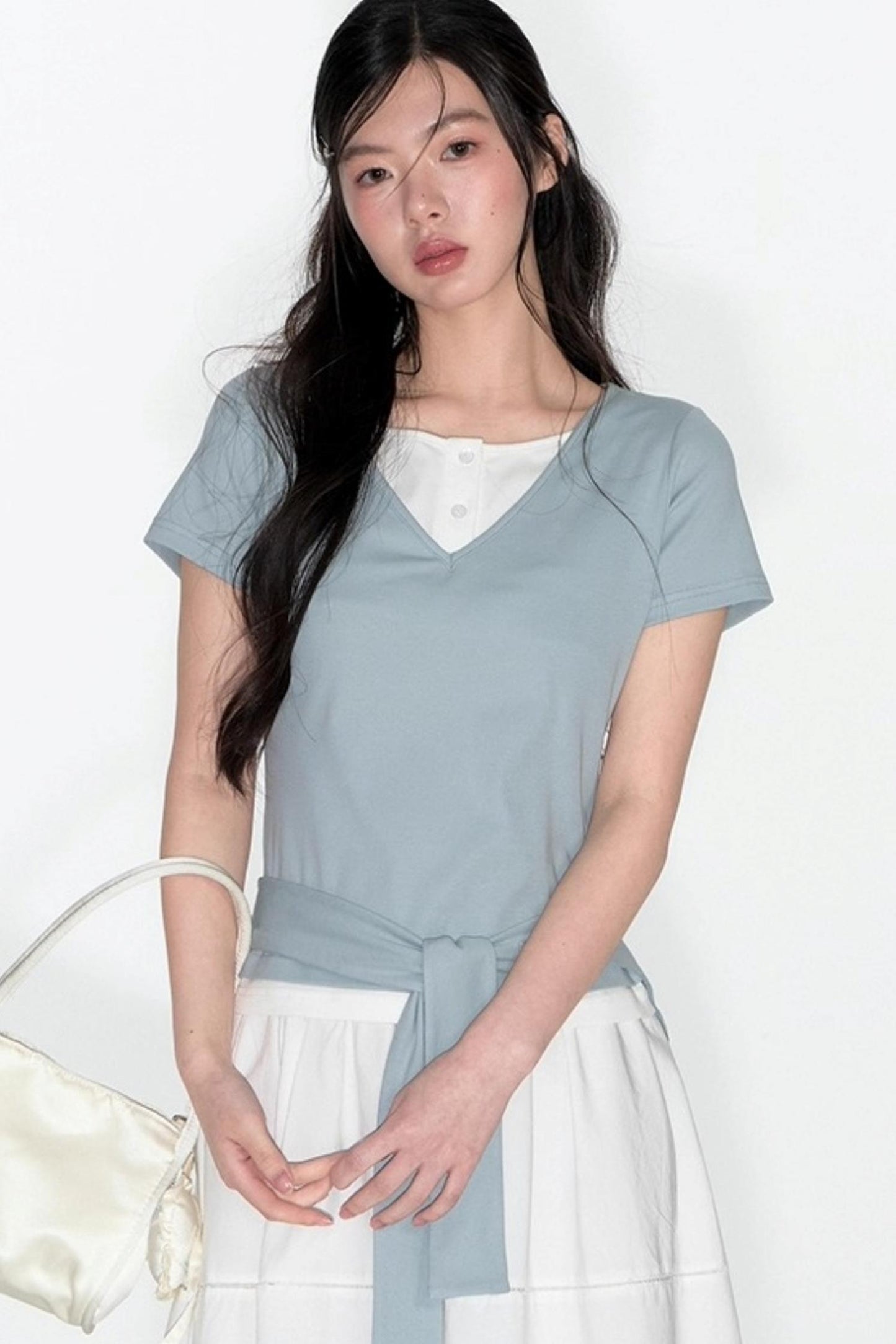 Original Detachable Navy Neck Slim Top