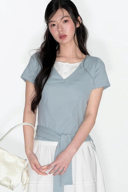 Original Detachable Navy Neck Slim Top