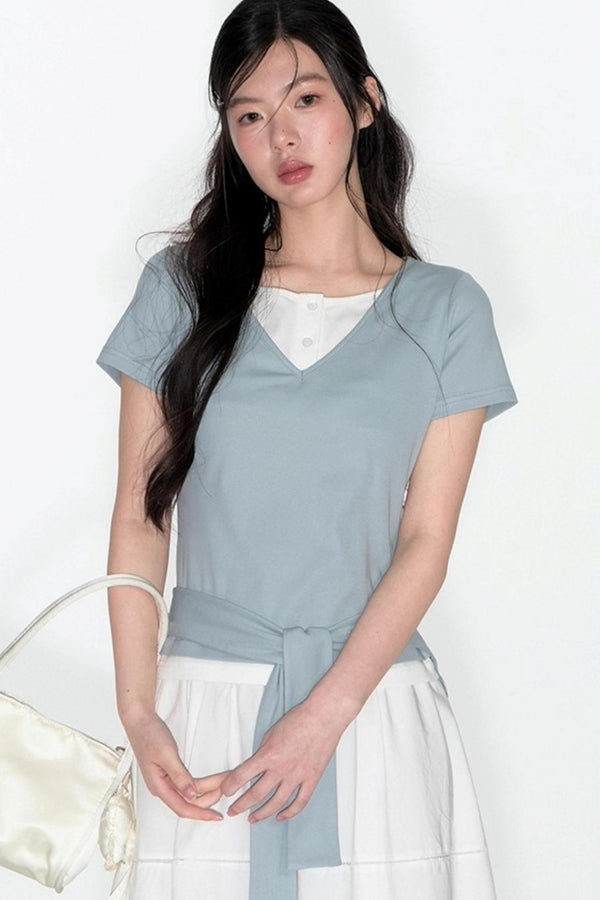 Original Detachable Navy Neck Slim Top