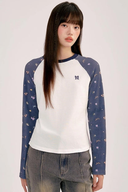 Floral Raglan Sleeve T-Shirt