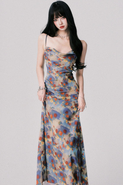 French Garden Halter Swing Dress