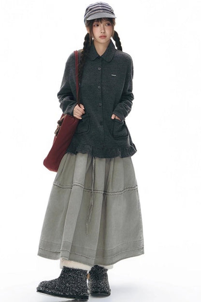 Elastic Cotton Dimensional Skirt