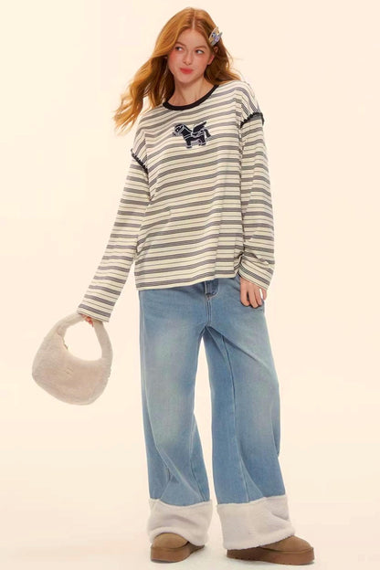 Wool Splicing Fleece-Lined Pants