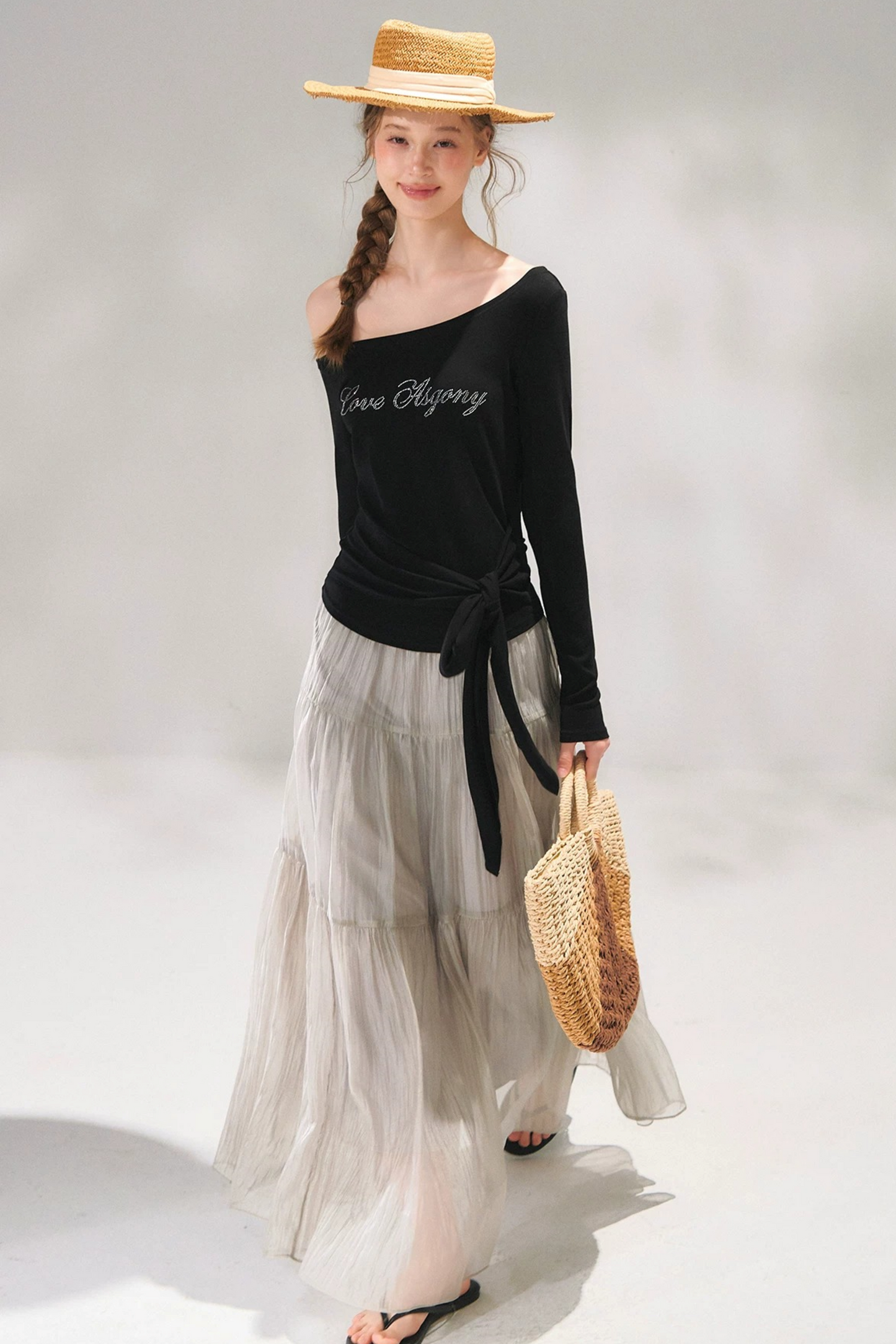 Rhinestone Embellished One-Shoulder Top