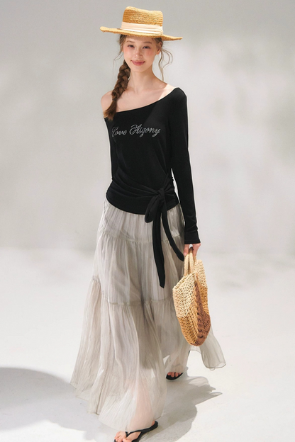 Rhinestone Embellished One-Shoulder Top