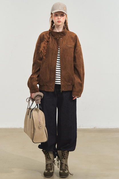 Vintage Suede Baseball Jacket