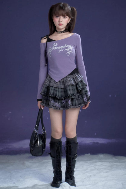 Purple and Black Two-Piece Top