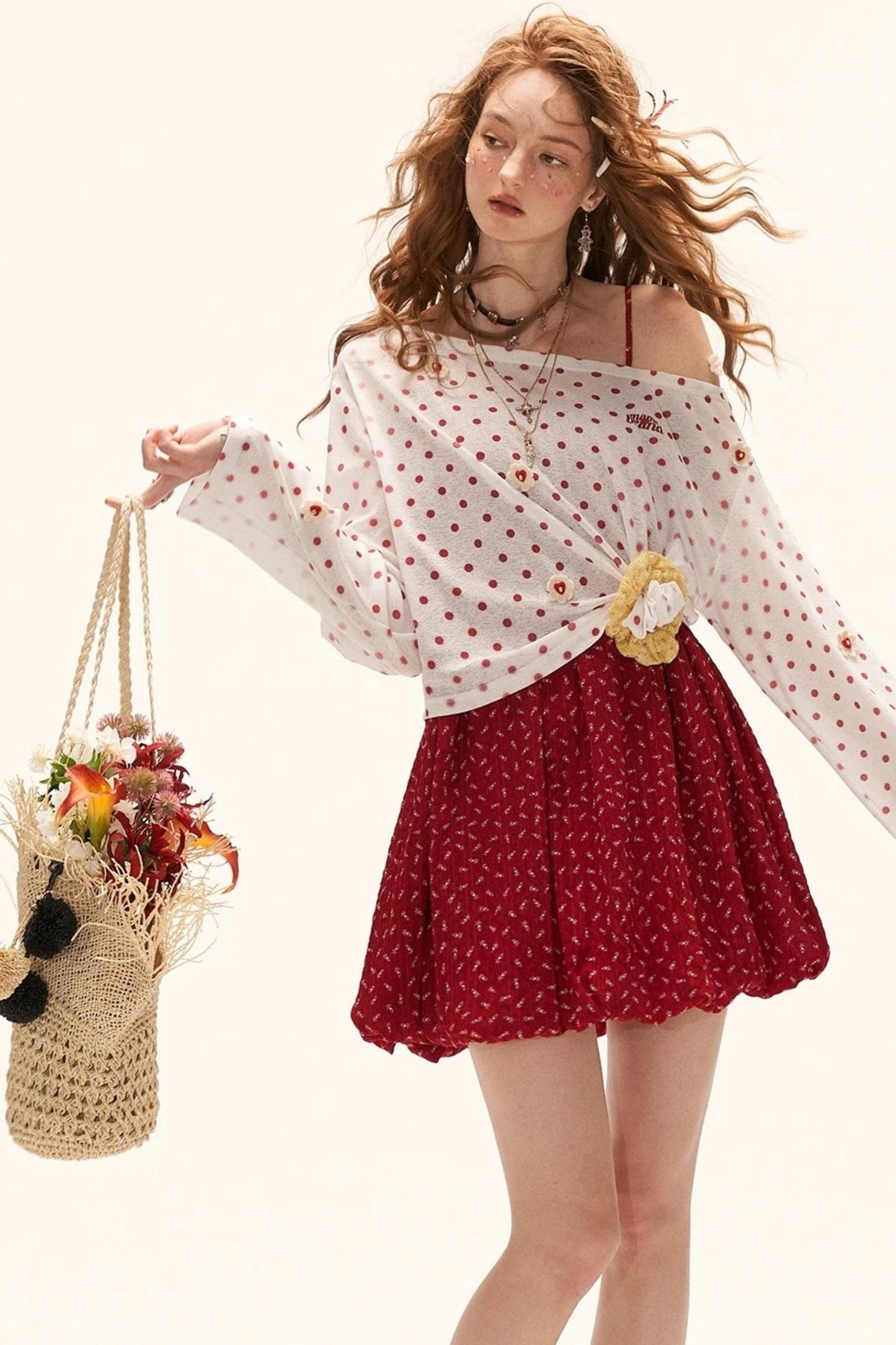 Retro Floral Suspender Dress Set-Up