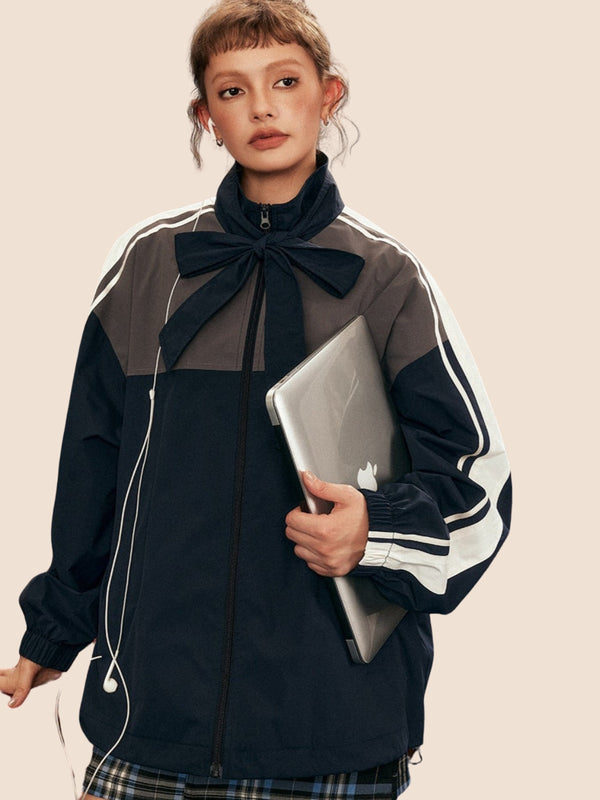 Autumn Navy Blue Loose Casual Jacket