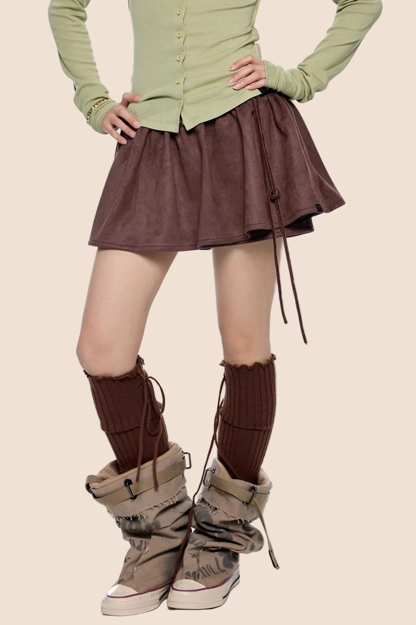 Faux Wildleder Blumenrock