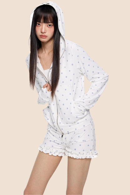 Summer Polka Dot Hoodie Set-Up