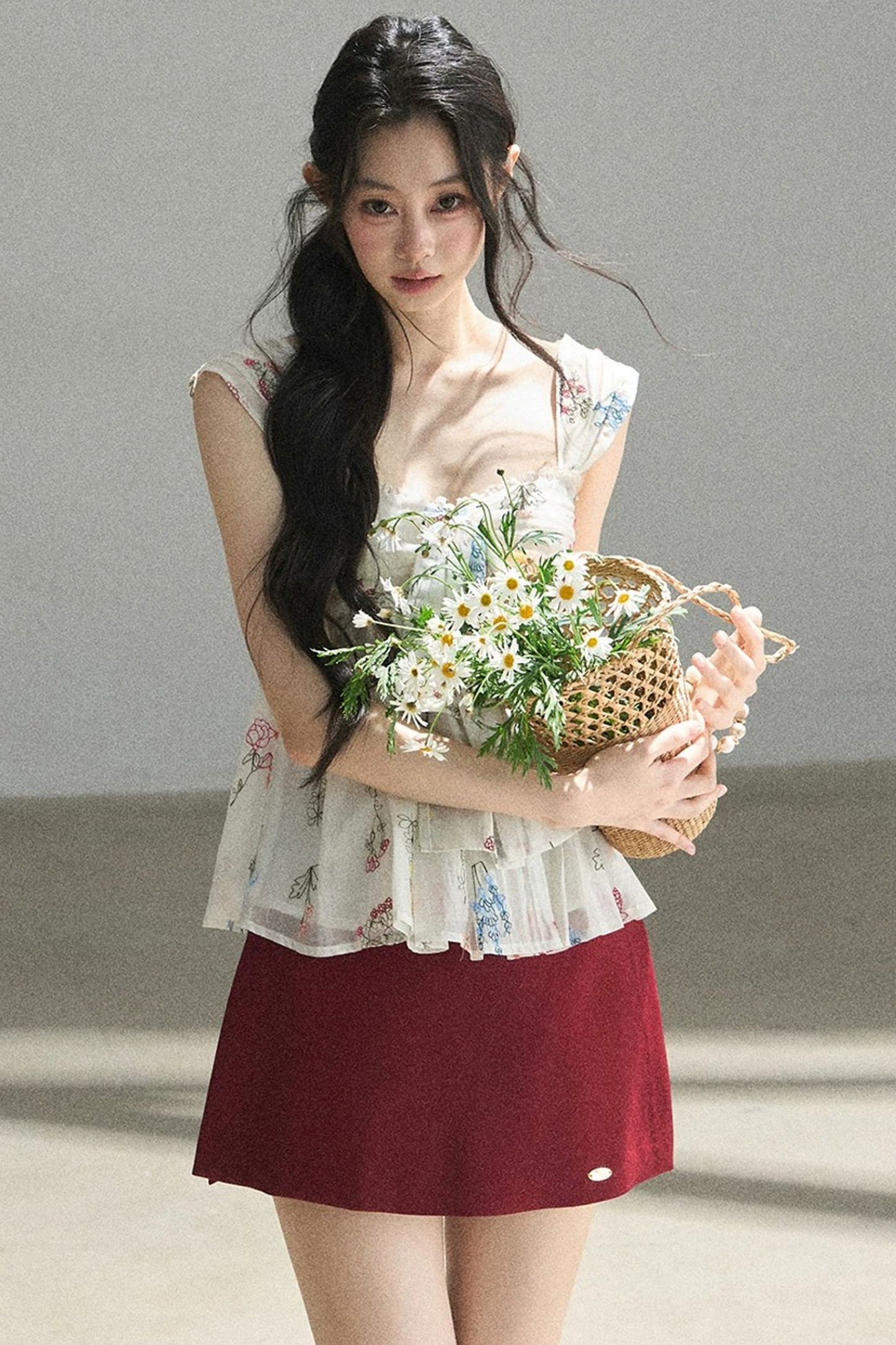 Embroidered Chiffon Summer Top