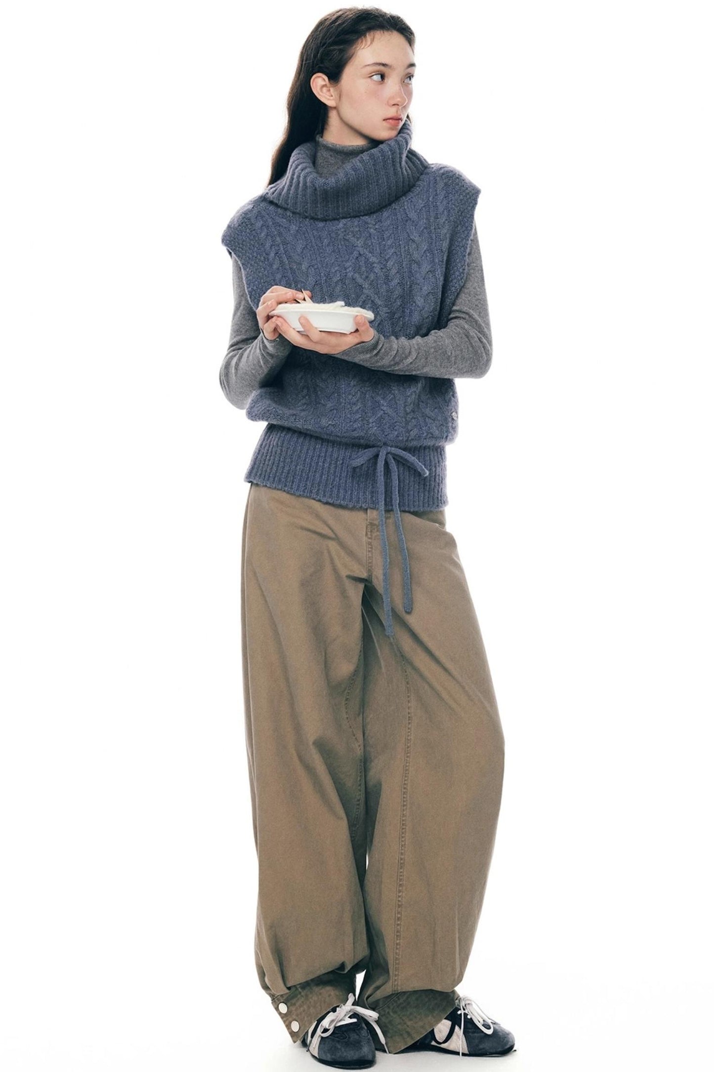 Retro Distressed Cotton Pants