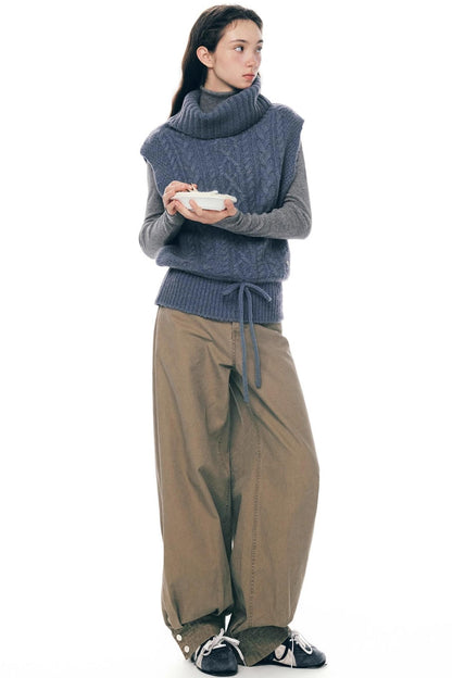 Retro Distressed Cotton Pants