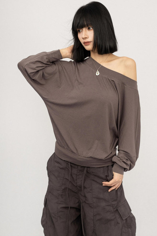 Autumn Off-Shoulder Long T-Shirt