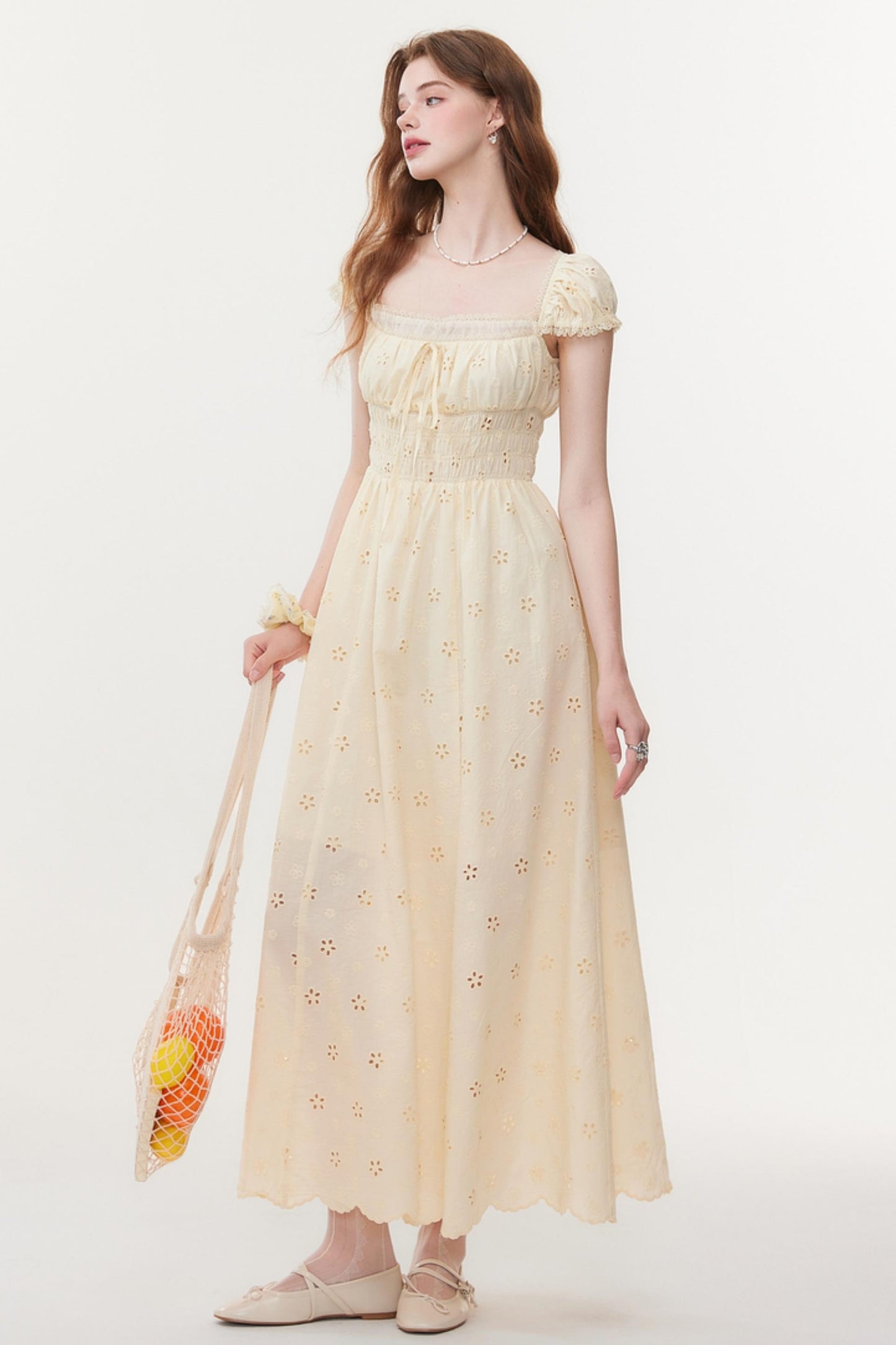 French Square Neck Maxi Dress