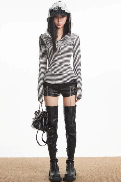 Lace Patchwork Hooded Top