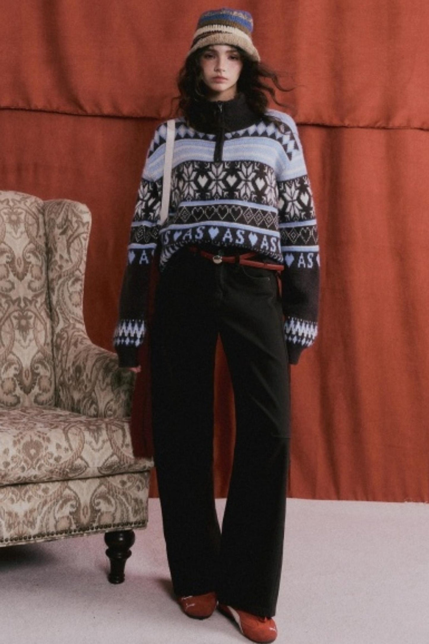 Scimitar Red Belt Denim Pants