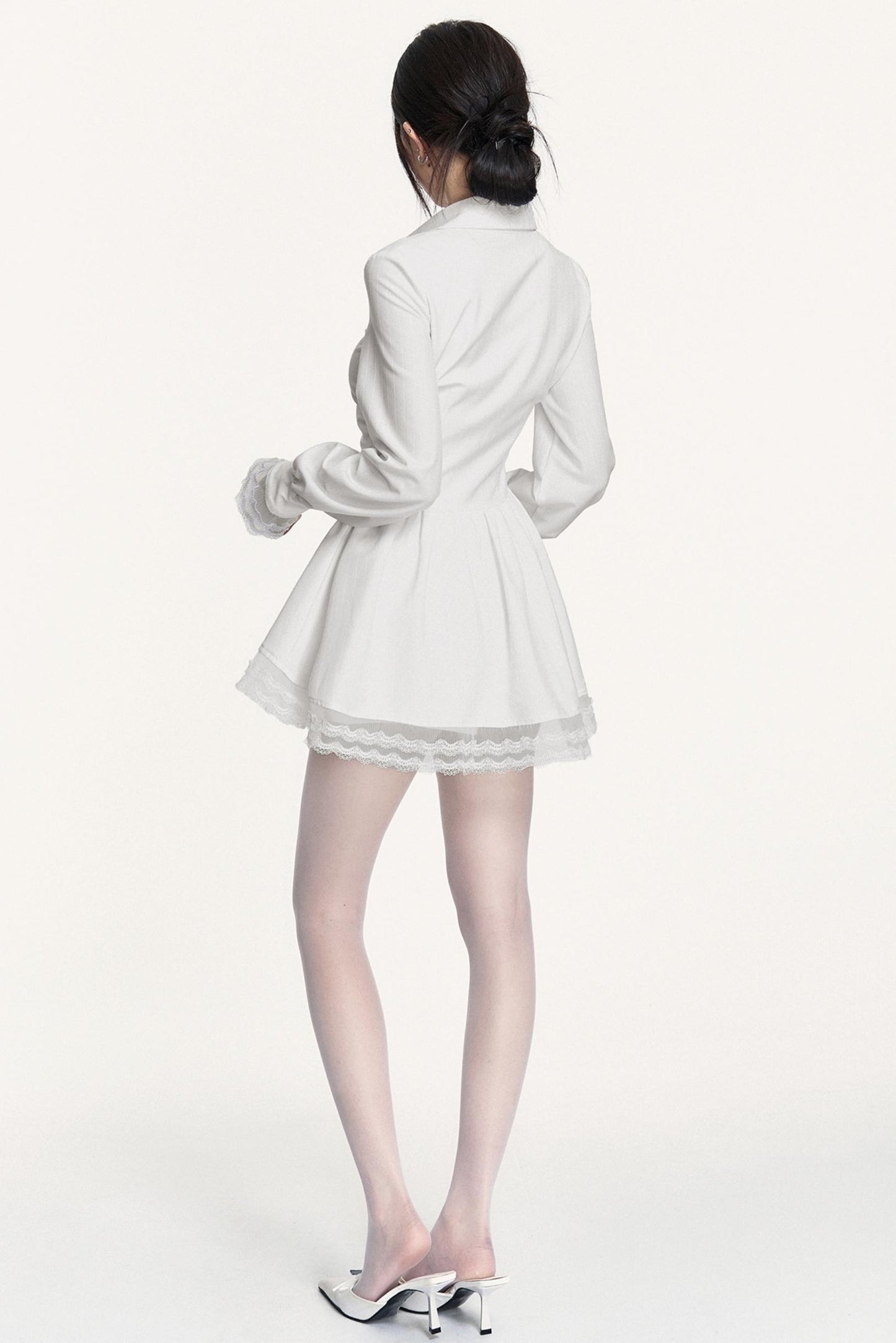 French Lace Patchwork Waist Dress & Pants Set