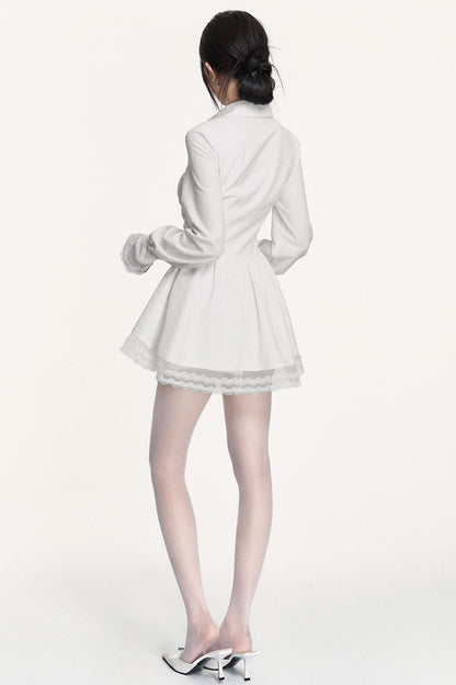 French Lace Patchwork Waist Dress & Pants Set