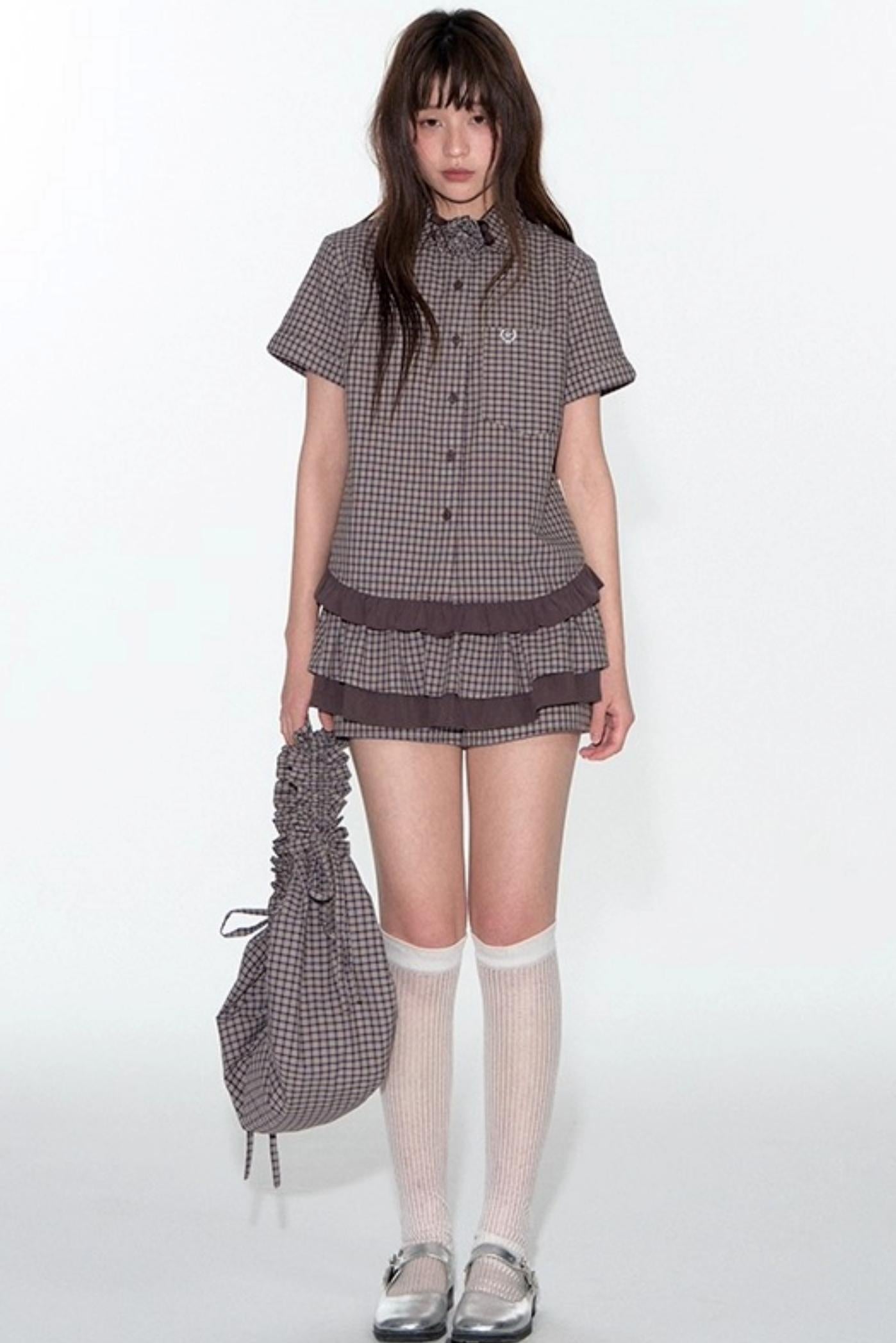 Original Plaid Doll Collar Two-Piece Set-Up