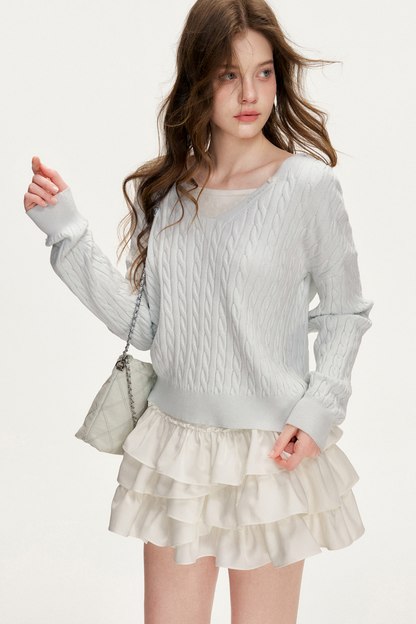 Soft Mist Cable Knit Sweater