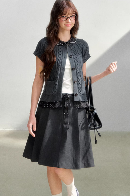 Polka Dot Pleated Skirt