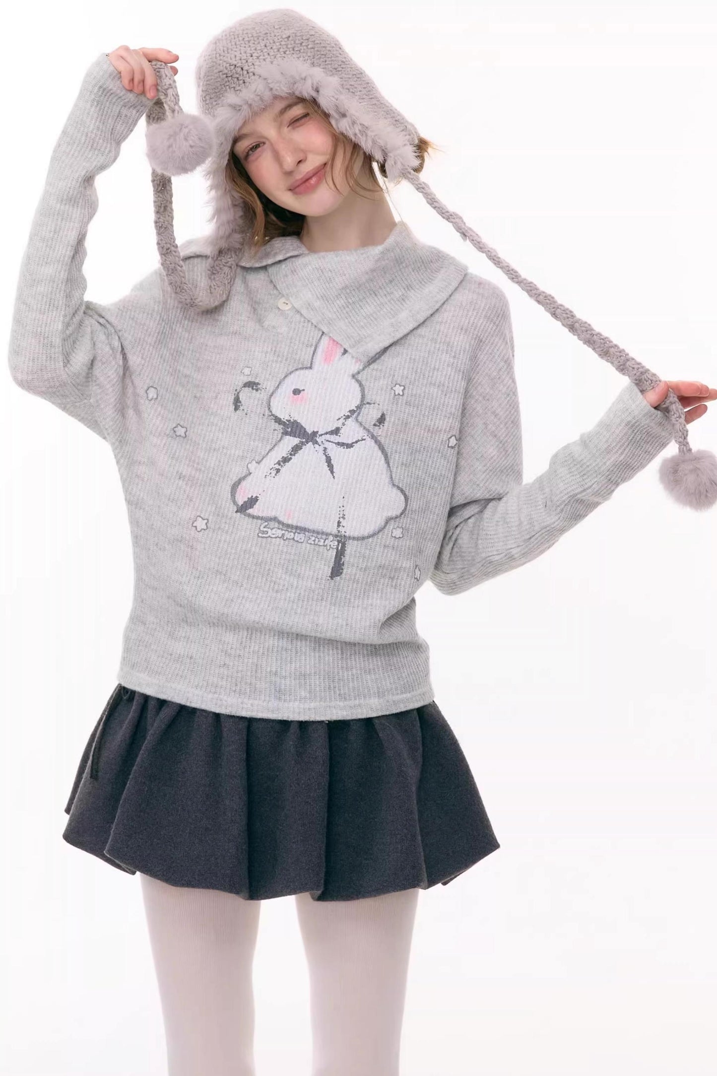 Rabbit Print Knitted Top