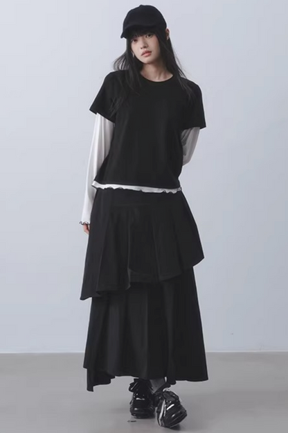 Double-Layered Pleated Skirt