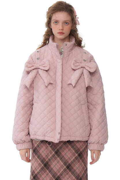 Winter Pink Bow Design Coat