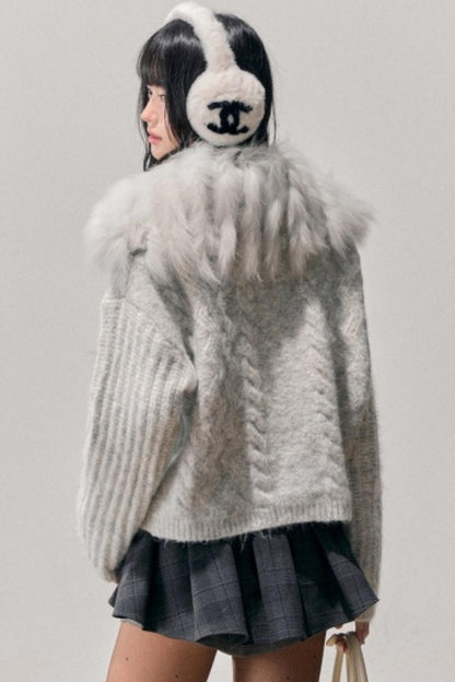 Fox Fur Knit Cardigan