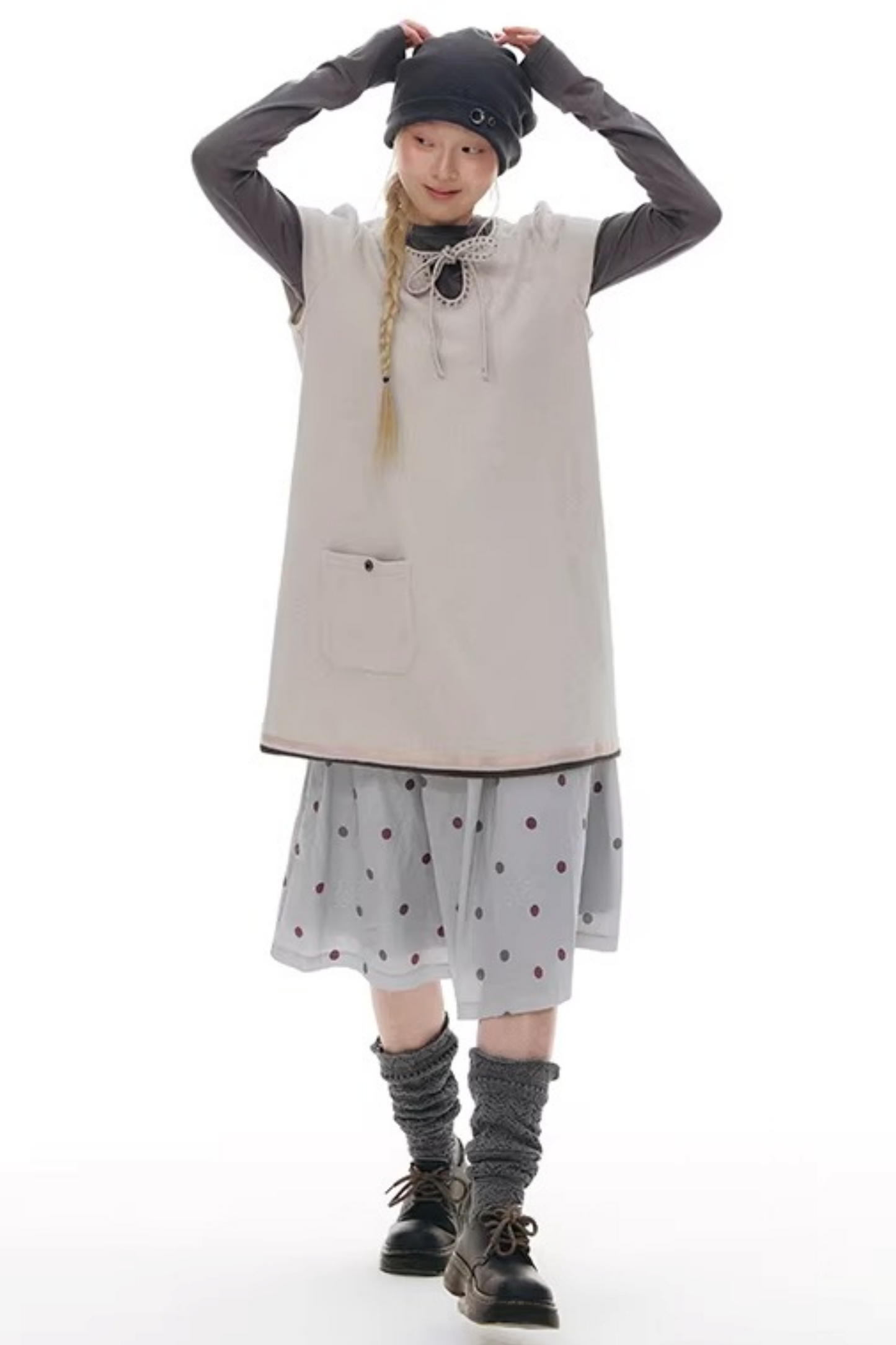 Retro Polka Dot Midi Skirt