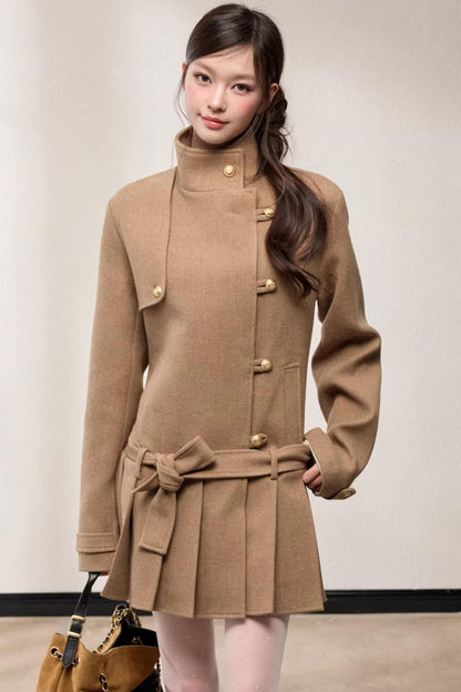 Stand-Up Collar Woolen Coat