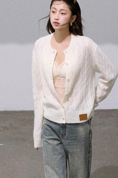Gentle Mohair Wool Knit Cardigan