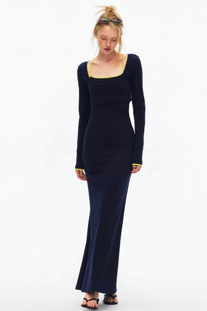 Knitted Color-Blocked Dress Set-Up