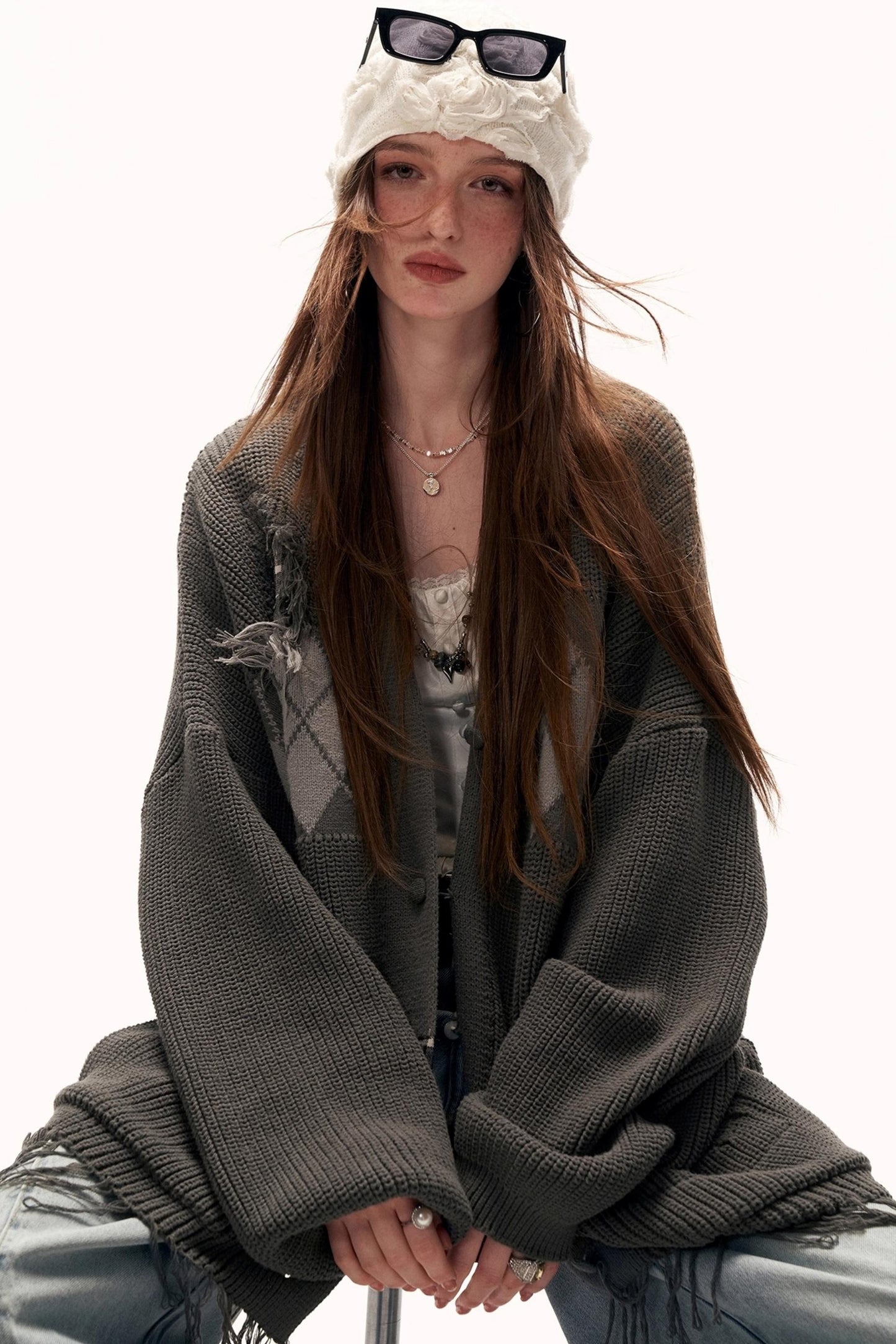 Patchwork Tassel Knit Sweater Jacket