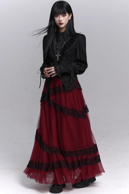 Gothic Black Long-Sleeved Top