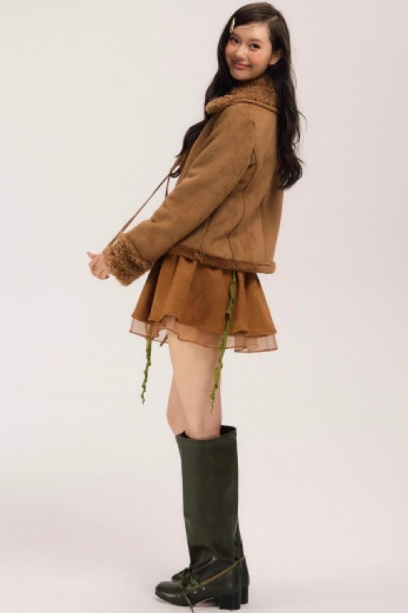 Fur-Lined Suede Winter Coat