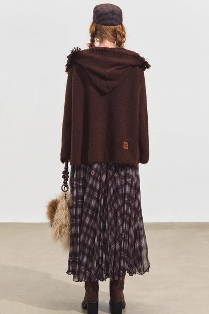 Lazy Fringe Hooded Cardigan