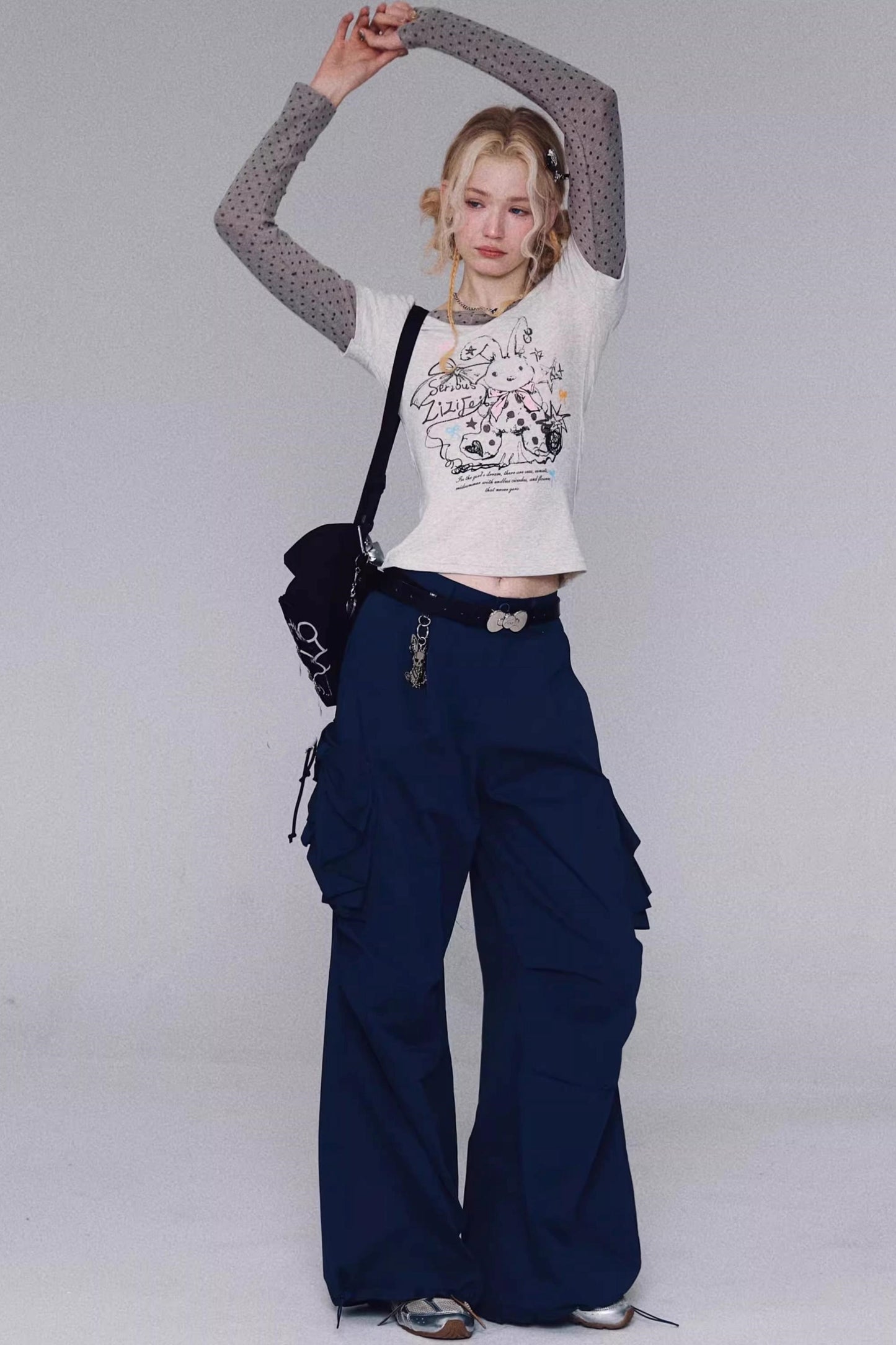 Gray Tone Rabbit Print Top