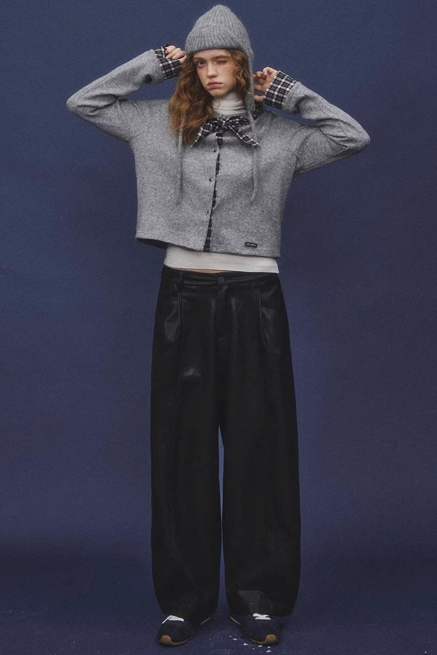 Wool Plaid Patchwork Cardigan