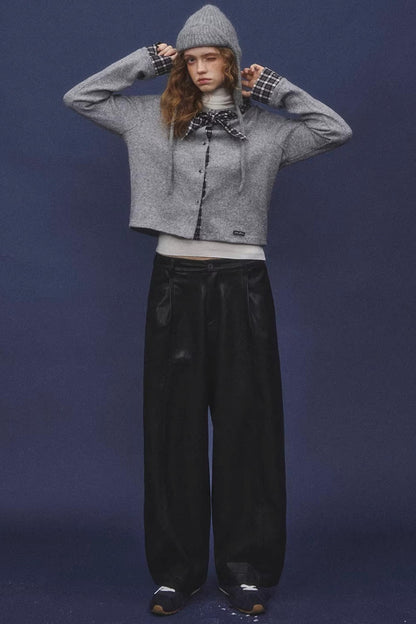 Wool Plaid Patchwork Cardigan