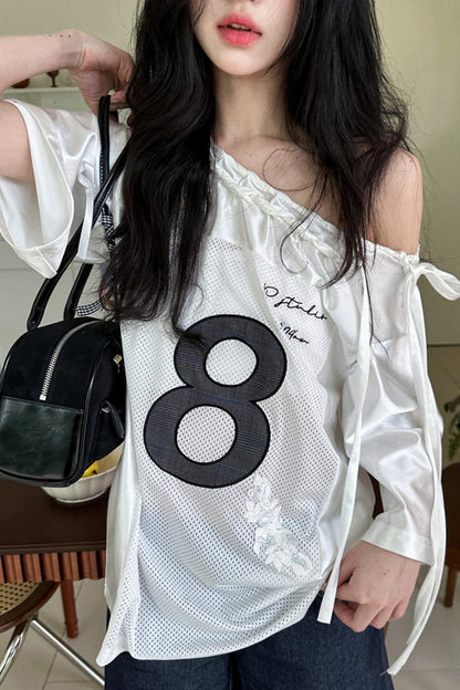 Block Core Mesh Slouch Top